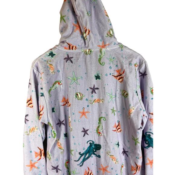 Hill House The Allie Zip Up Sea Creatures Terry Cloth Hoodie Size Small - Picture 7 of 10